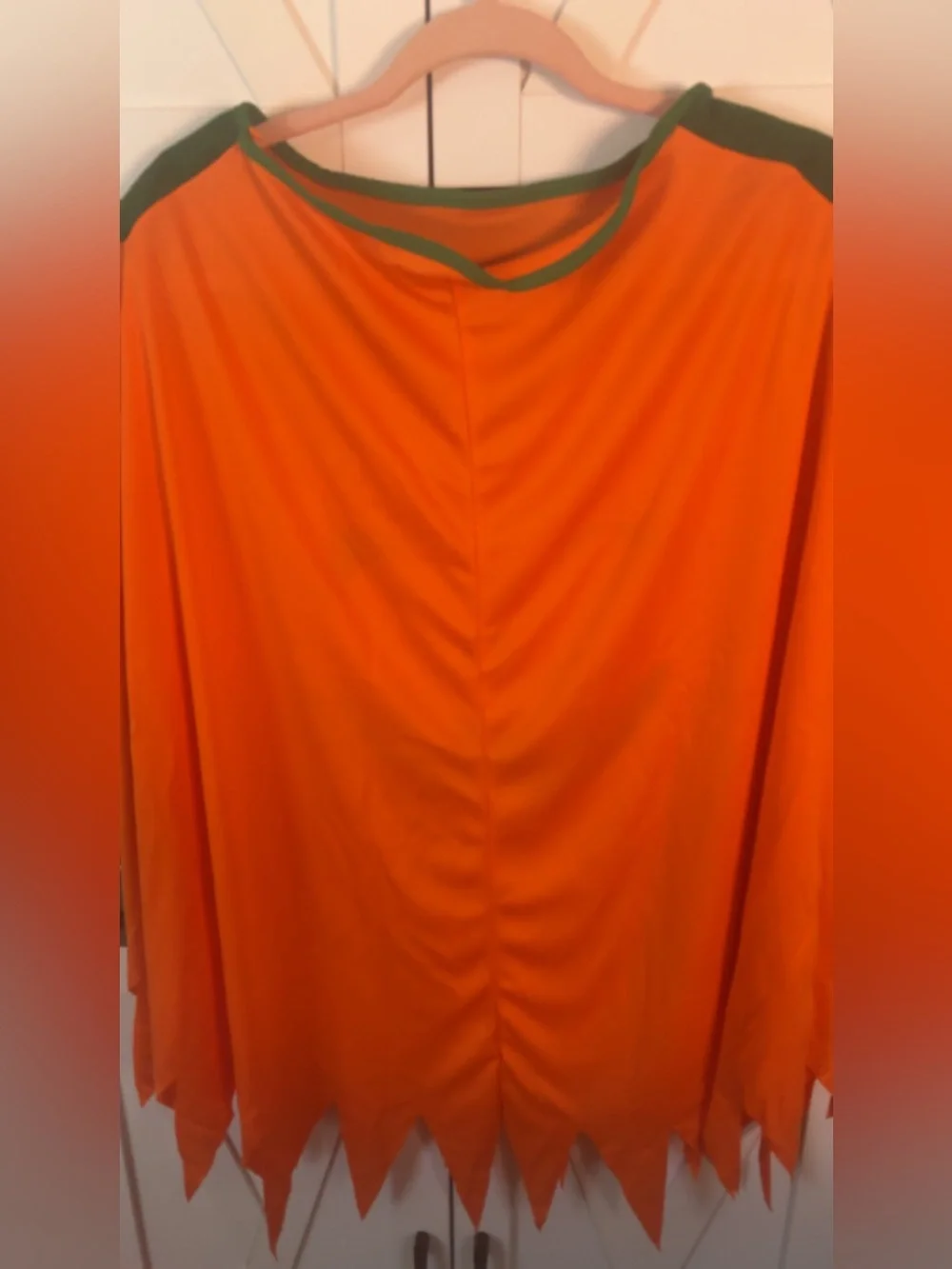 Kids Orange Pumpkin Costume with Green Collar